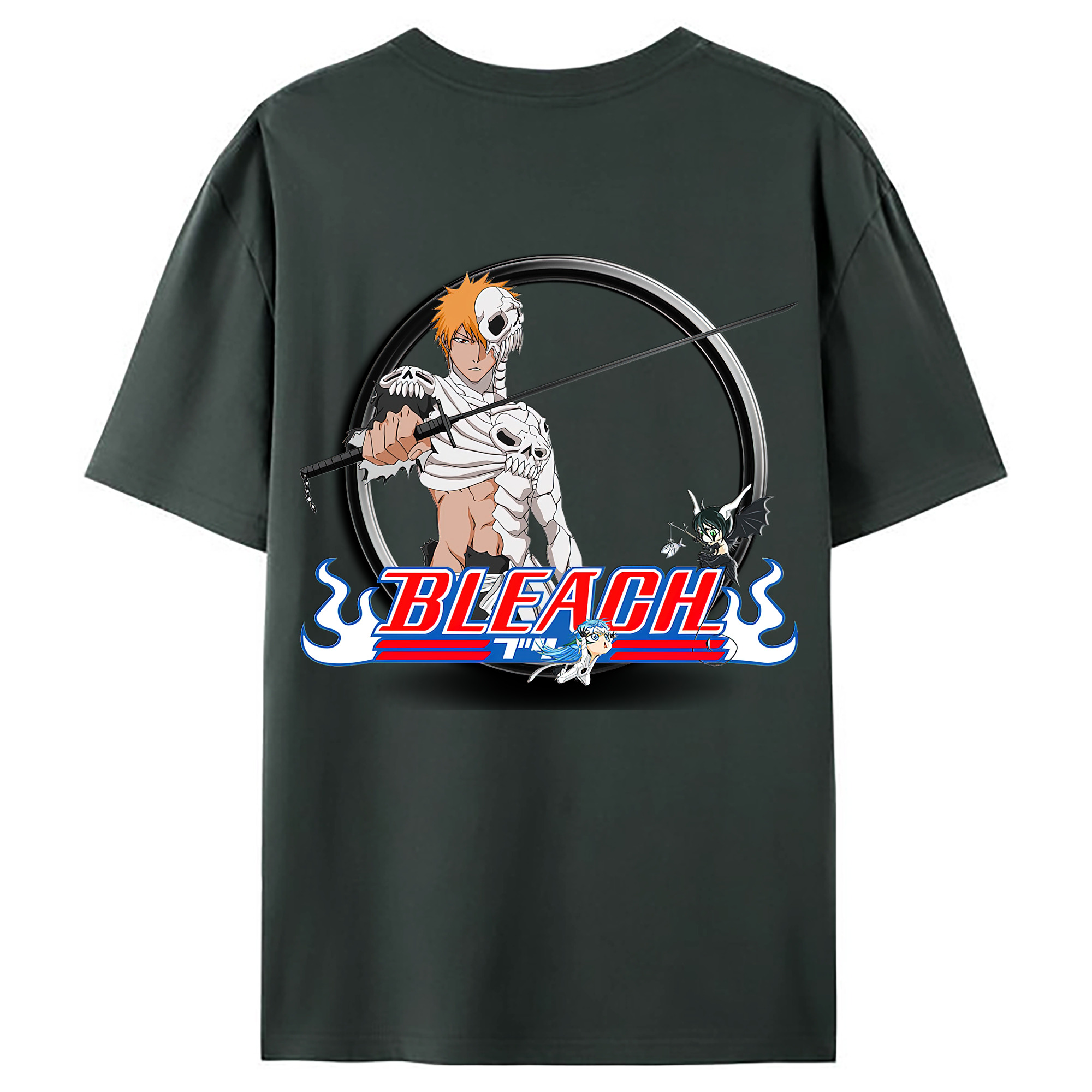 （画像用） ブリーチ 黒崎一護（くろさき いちご）BLEACH Kurosaki Ichigo 綿100％ メンズ半袖Tシャツ（バックプリント） 通気性